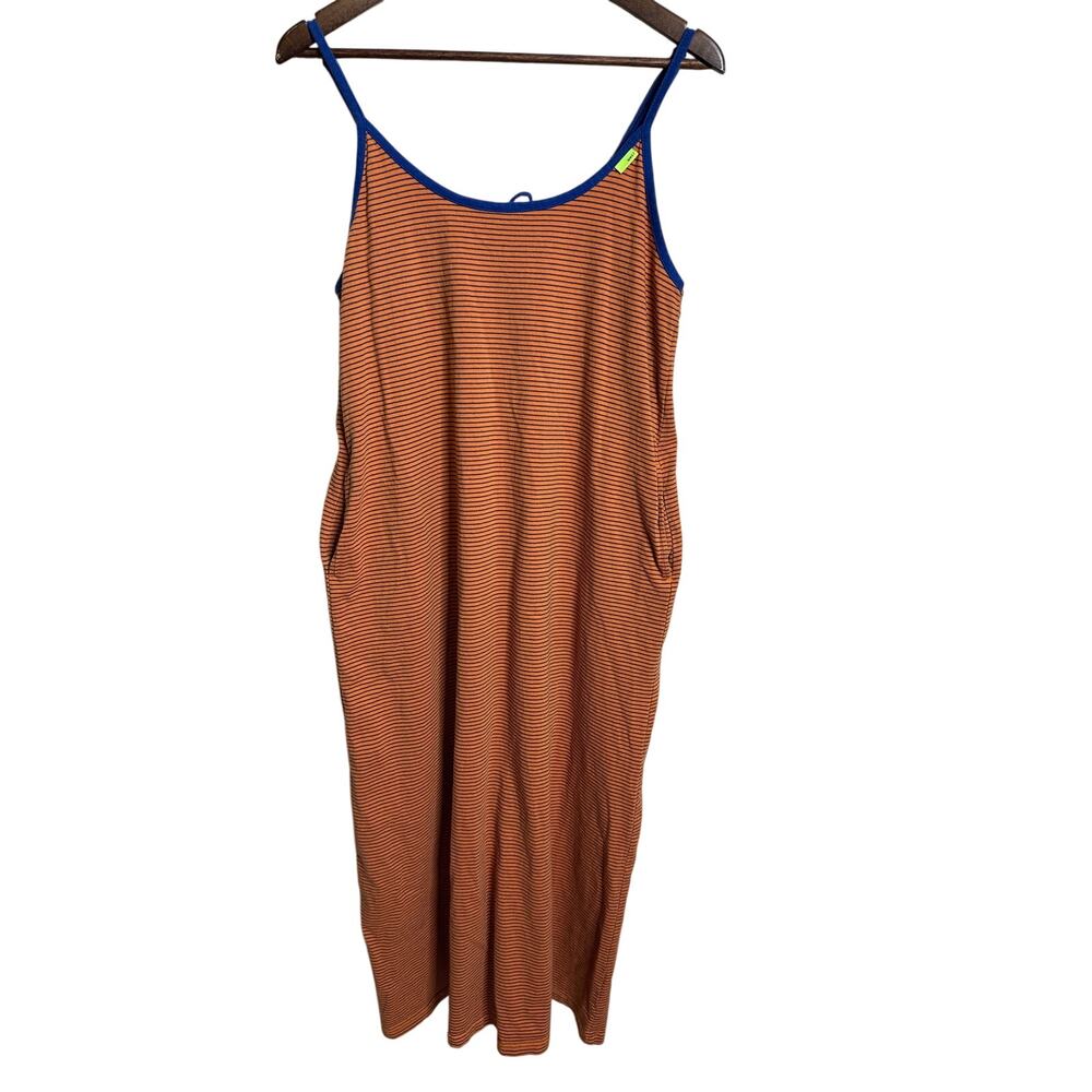 niko and... 2-Way Micro Stripe Cocoon Midi Dress One Size Cotton Pockets